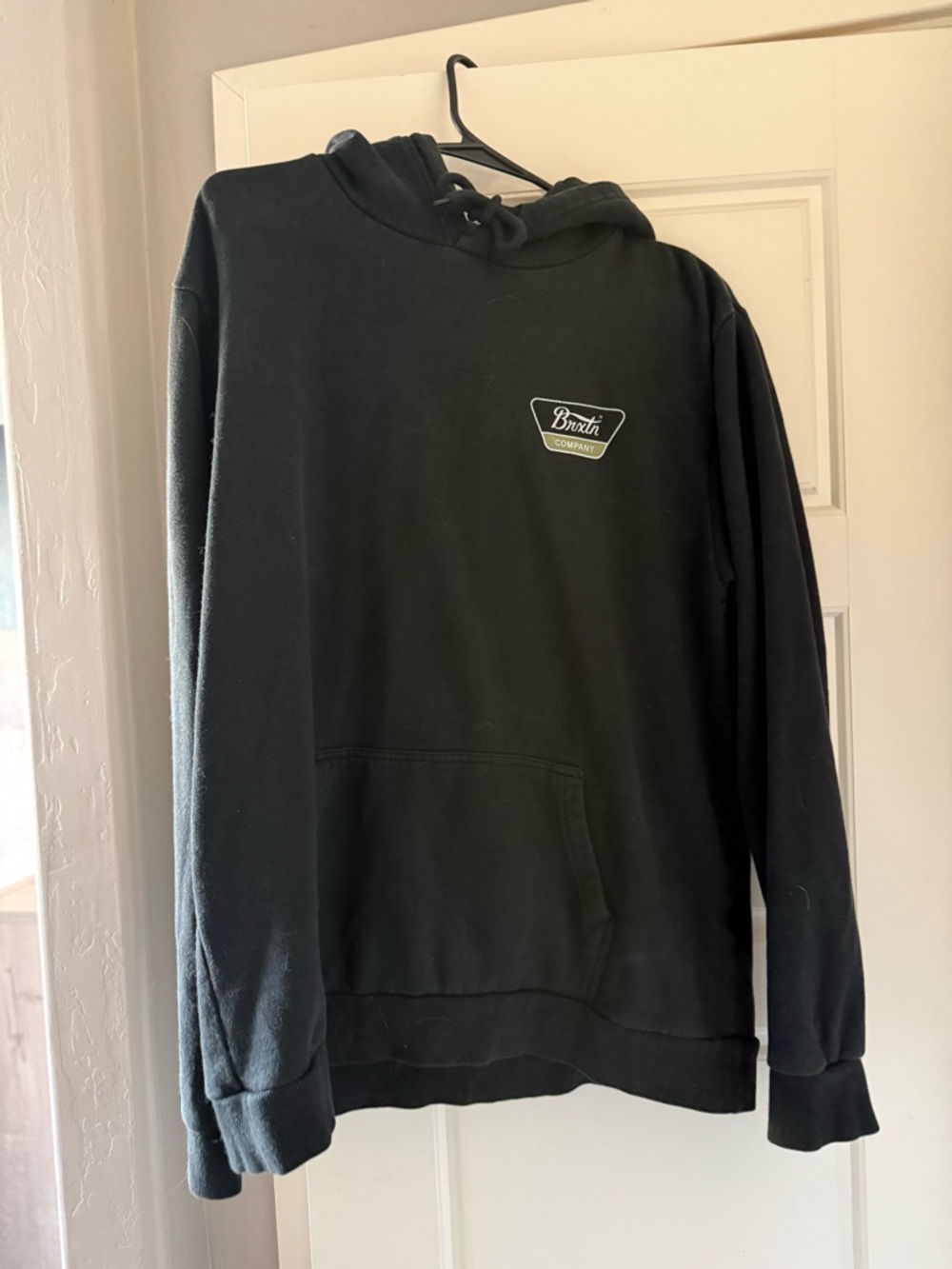 Brixton Black Hooded Sweatshirt with Chest Patch